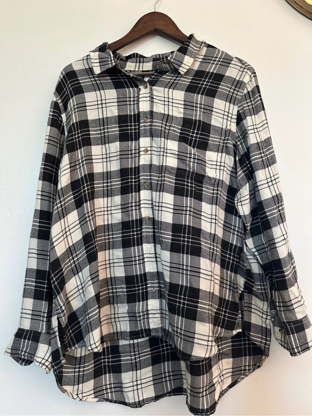 Lucky Brand Black & White Plaid Button-Down Shirt